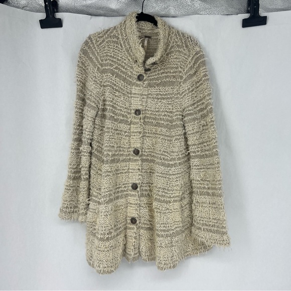 Free People Sweaters - Free People Cream and Tan Teddy Jacket Cardigan